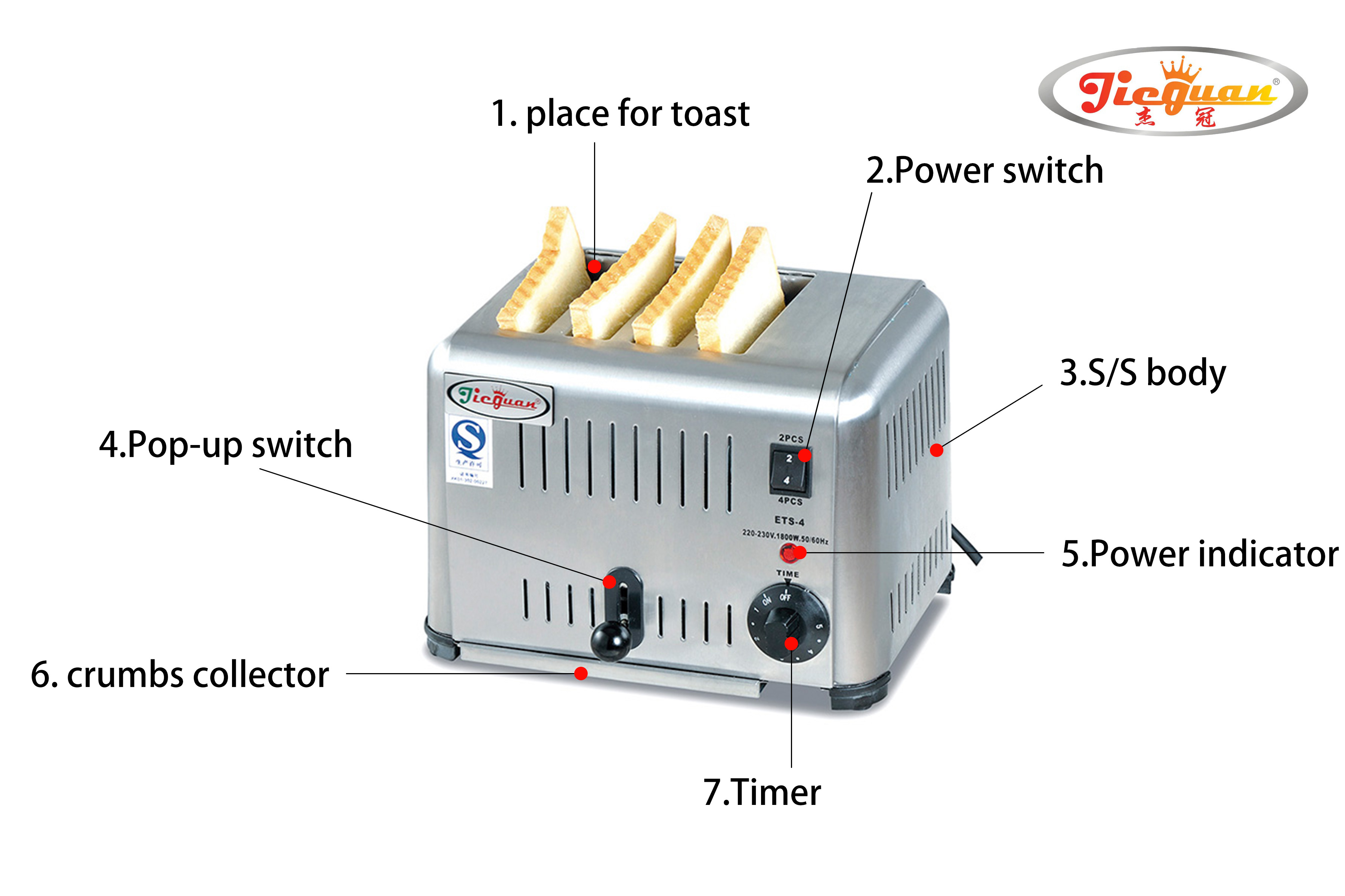 Torradeira elétrica para pão com 4 fatias